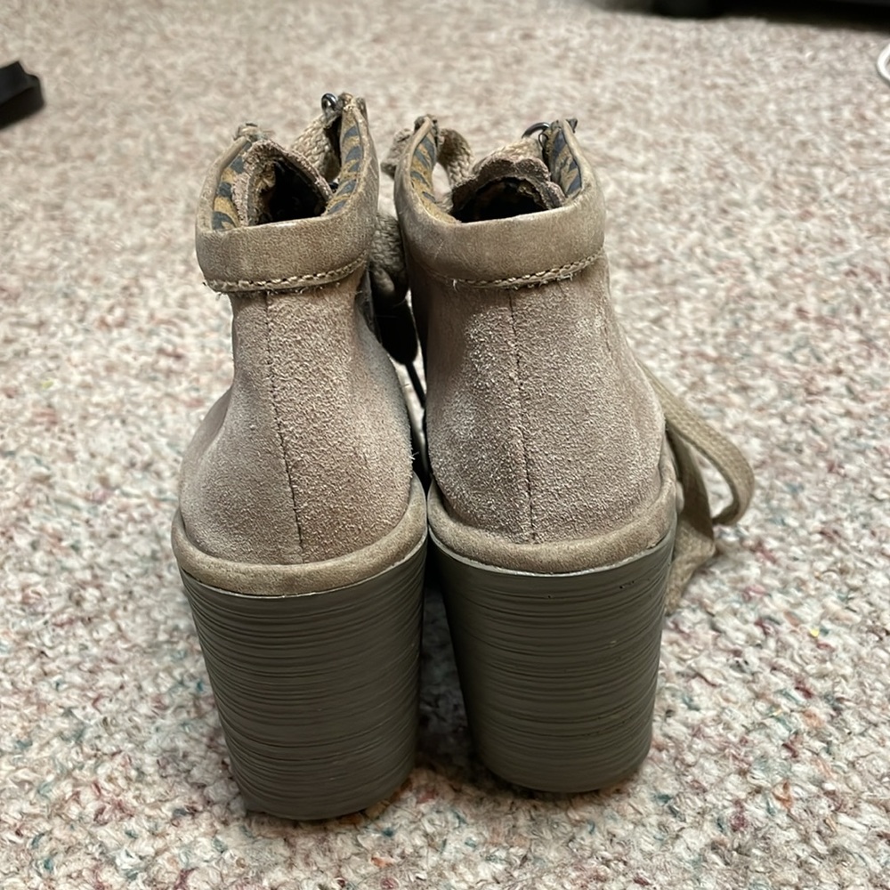 Fly London Beige Ankle Boots with Wedge Heel - Picture 8 of 10